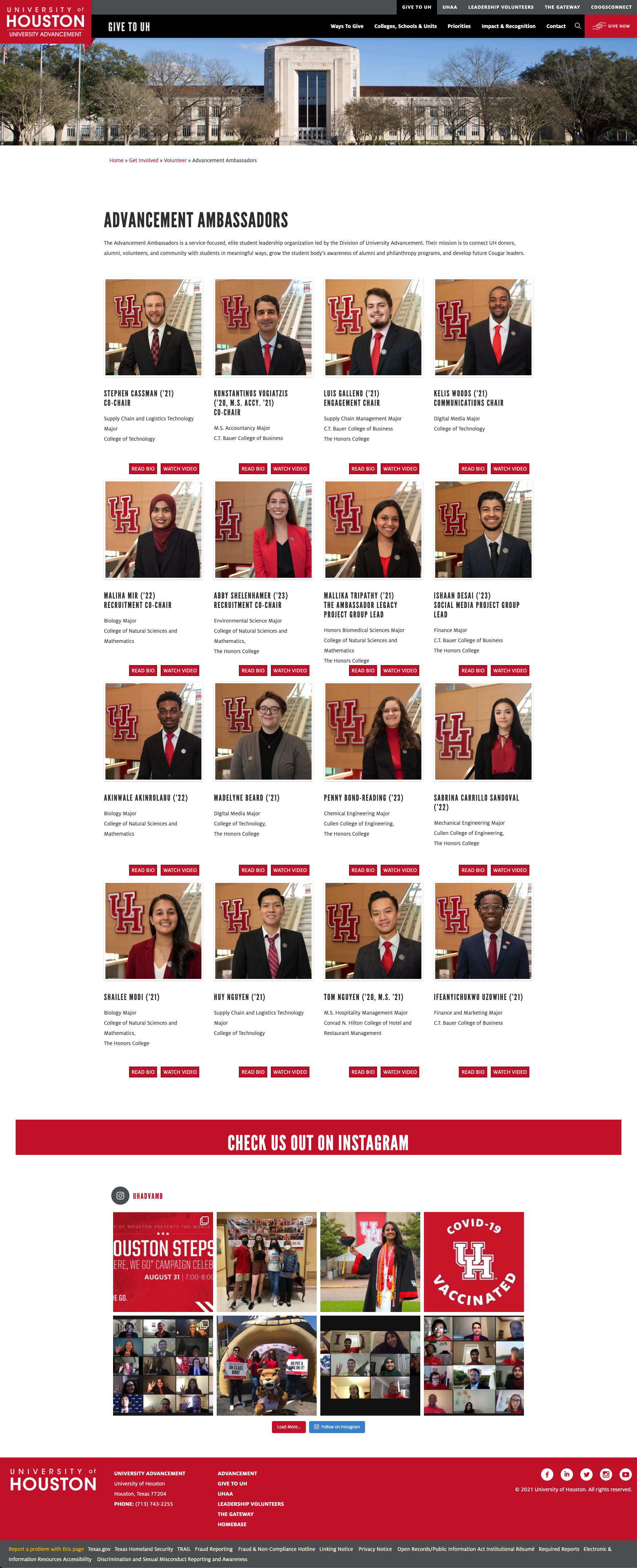Advancement Ambassadors Webpage
