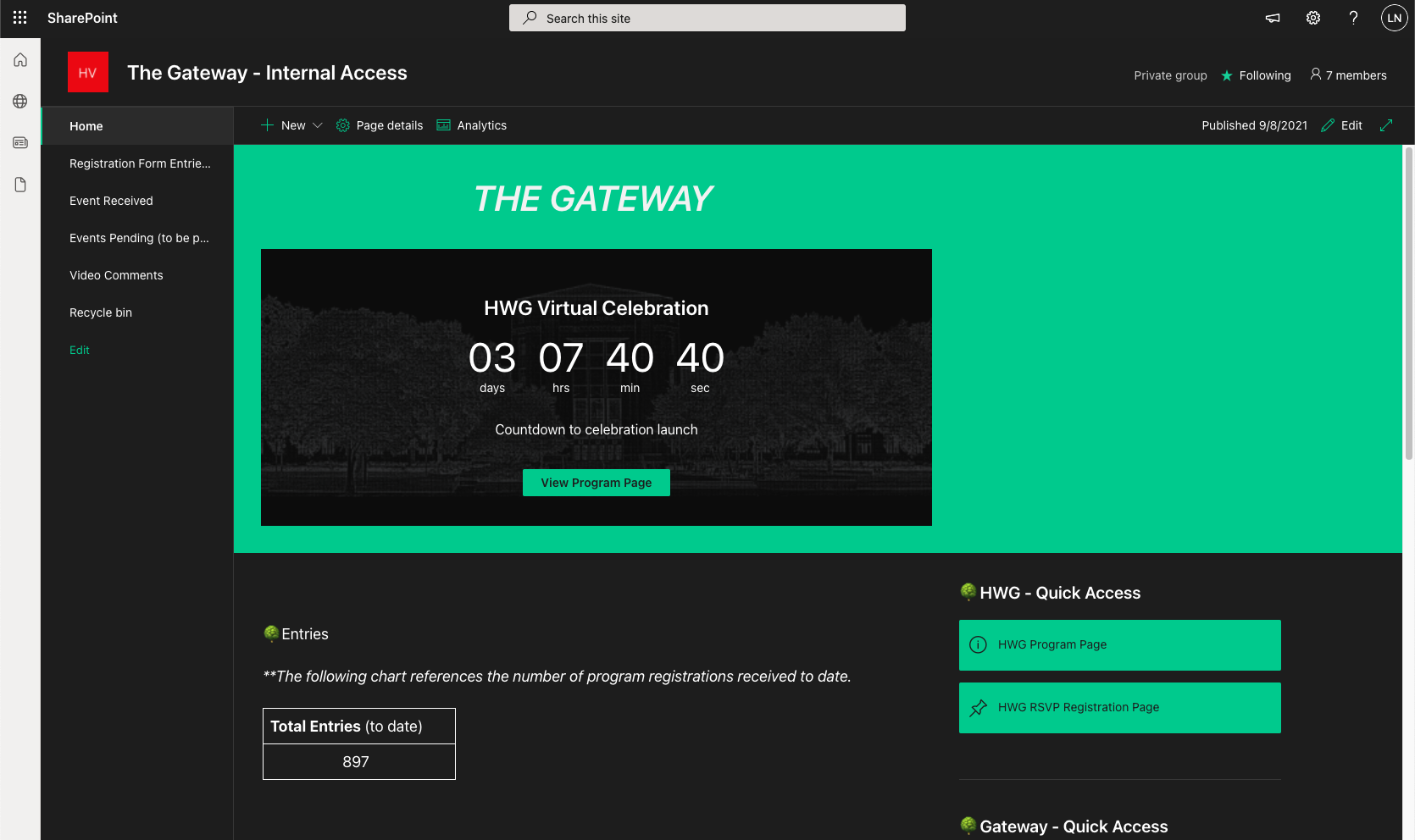 The Gateway Sharepoint Site